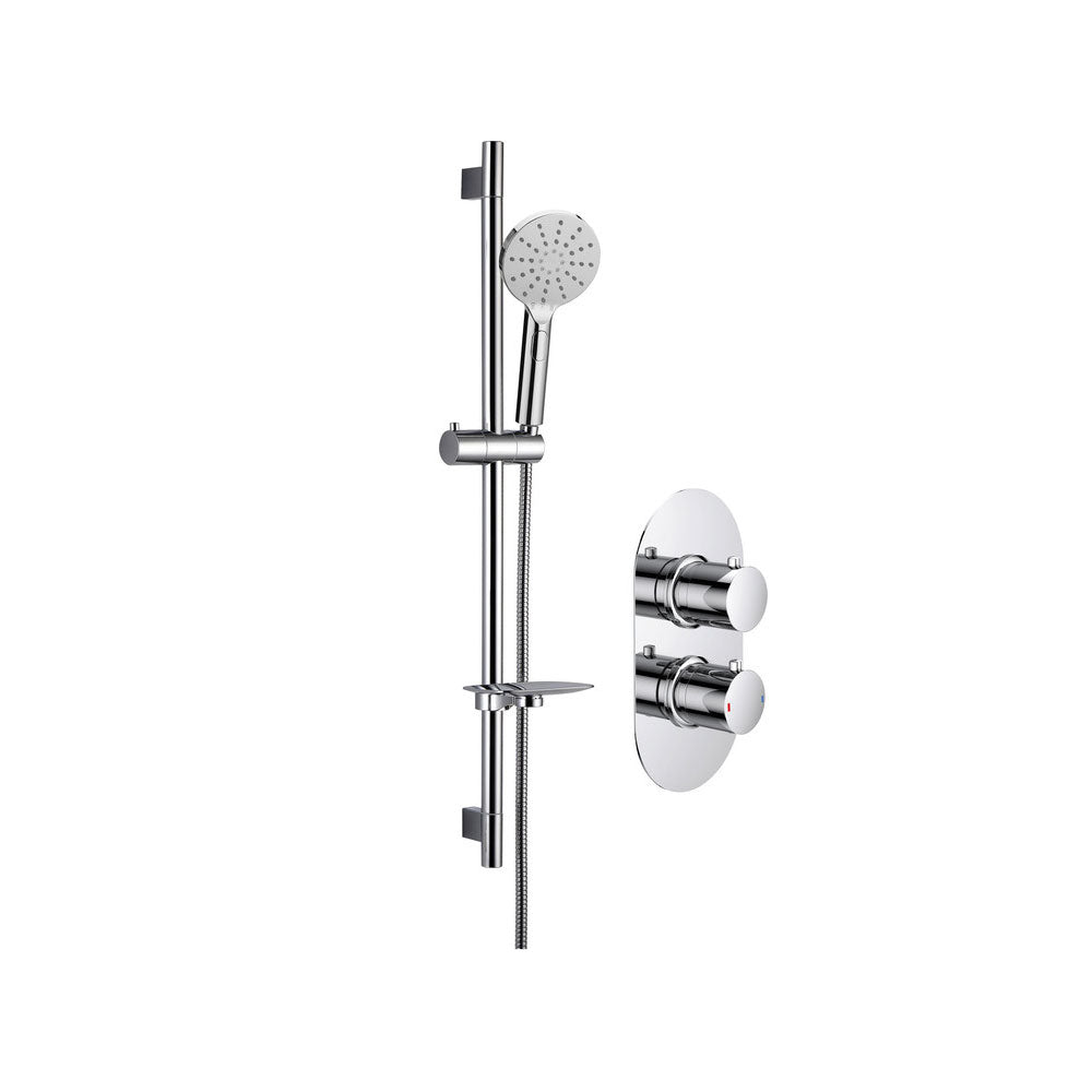 Astro 1 Outlet Round Thermostatic Shower Pack With Slide Rail Shower Kit Chrome Pureflo