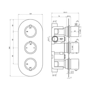 Astro 2 Outlet Round Thermostatic Shower Pack With Overhead Shower And Slide Rail Shower Kit Chrome Pureflo