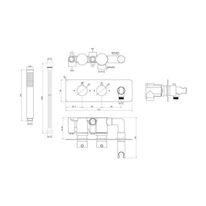 Luna 2 Outlet Horizontal Thermostatic Shower Pack With Abs Overhead Fixed Shower And Oultet Shower Kit Chrome Pureflo