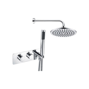 Luna 2 Outlet Horizontal Thermostatic Shower Pack With Abs Overhead Fixed Shower And Oultet Shower Kit Chrome Pureflo