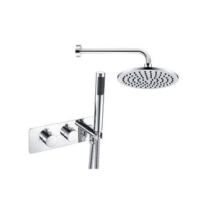 Luna 2 Outlet Horizontal Thermostatic Shower Pack With Brass Overhead Fixed Shower And Oultet Shower Kit Chrome Pureflo