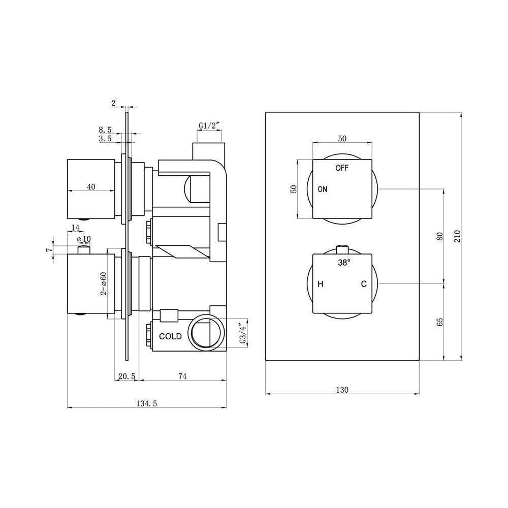 Comet 1 Outlet Square Thermostatic Shower Pack With Slide Rail Shower Kit Chrome Pureflo