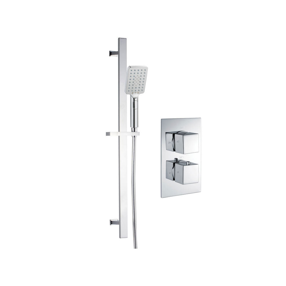 Comet 1 Outlet Square Thermostatic Shower Pack With Slide Rail Shower Kit Chrome Pureflo