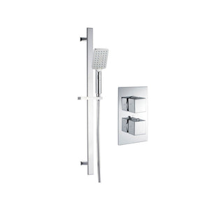Comet 1 Outlet Square Thermostatic Shower Pack With Slide Rail Shower Kit Chrome Pureflo