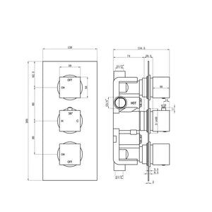 Comet 2 Outlet Round Thermostatic Shower Pack With Overhead Shower And Slide Rail Shower Kit Chrome Pureflo