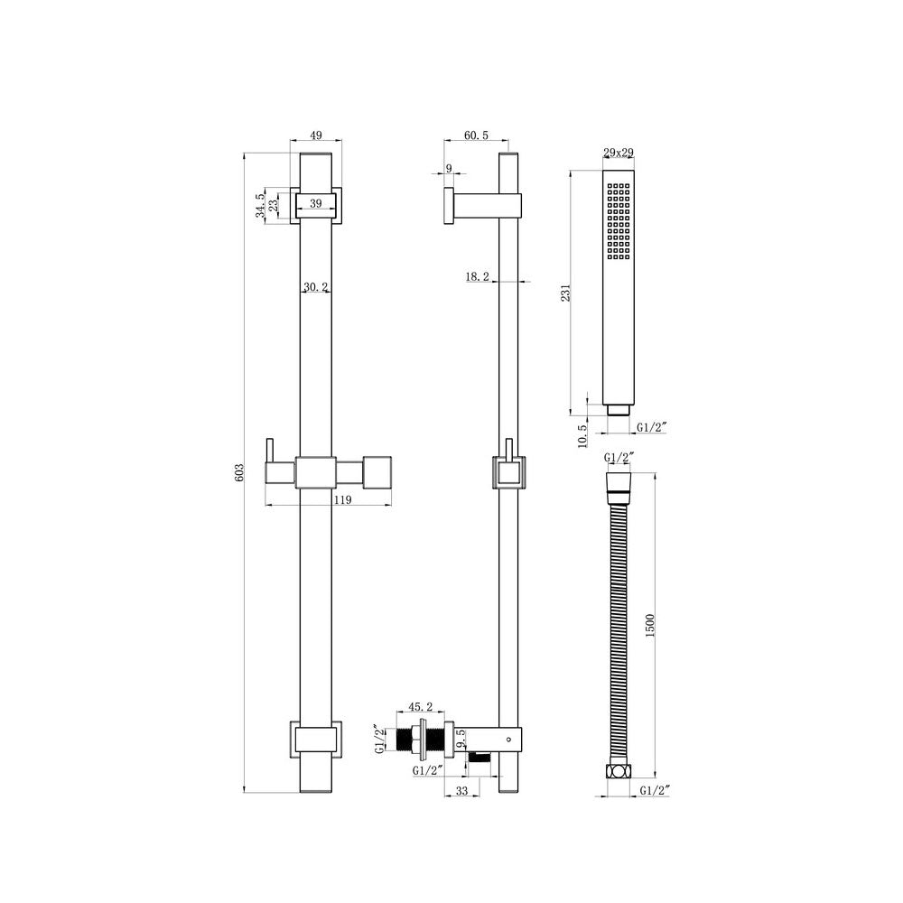 Comet 2 Outlet Round Thermostatic Shower Pack With Overhead Shower And Slide Rail Shower Kit Chrome Pureflo