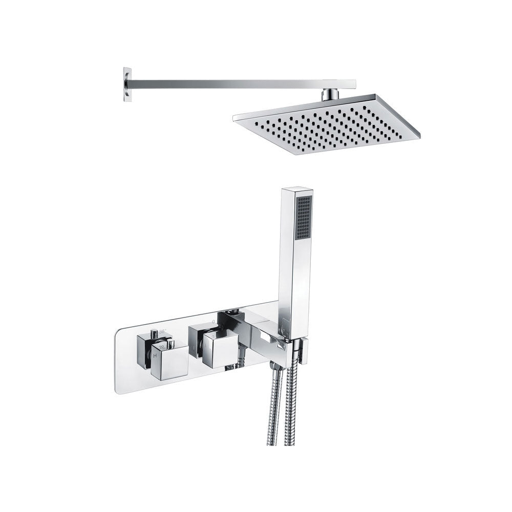 Lyra 2 Outlet Horizontal Thermostatic Shower Pack With Abs Overhead Fixed Shower And Outlet Shower Kit Chrome Pureflo