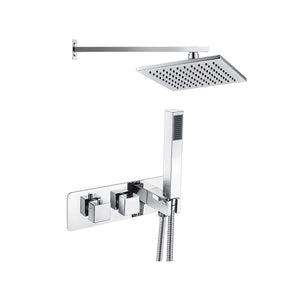 Lyra 2 Outlet Horizontal Thermostatic Shower Pack With Abs Overhead Fixed Shower And Outlet Shower Kit Chrome Pureflo