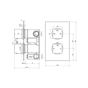 Comet 2 Outlet Round Thermostatic Shower Pack With Brass Overhead Shower And Slide Rail Shower Kit Chrome Pureflo