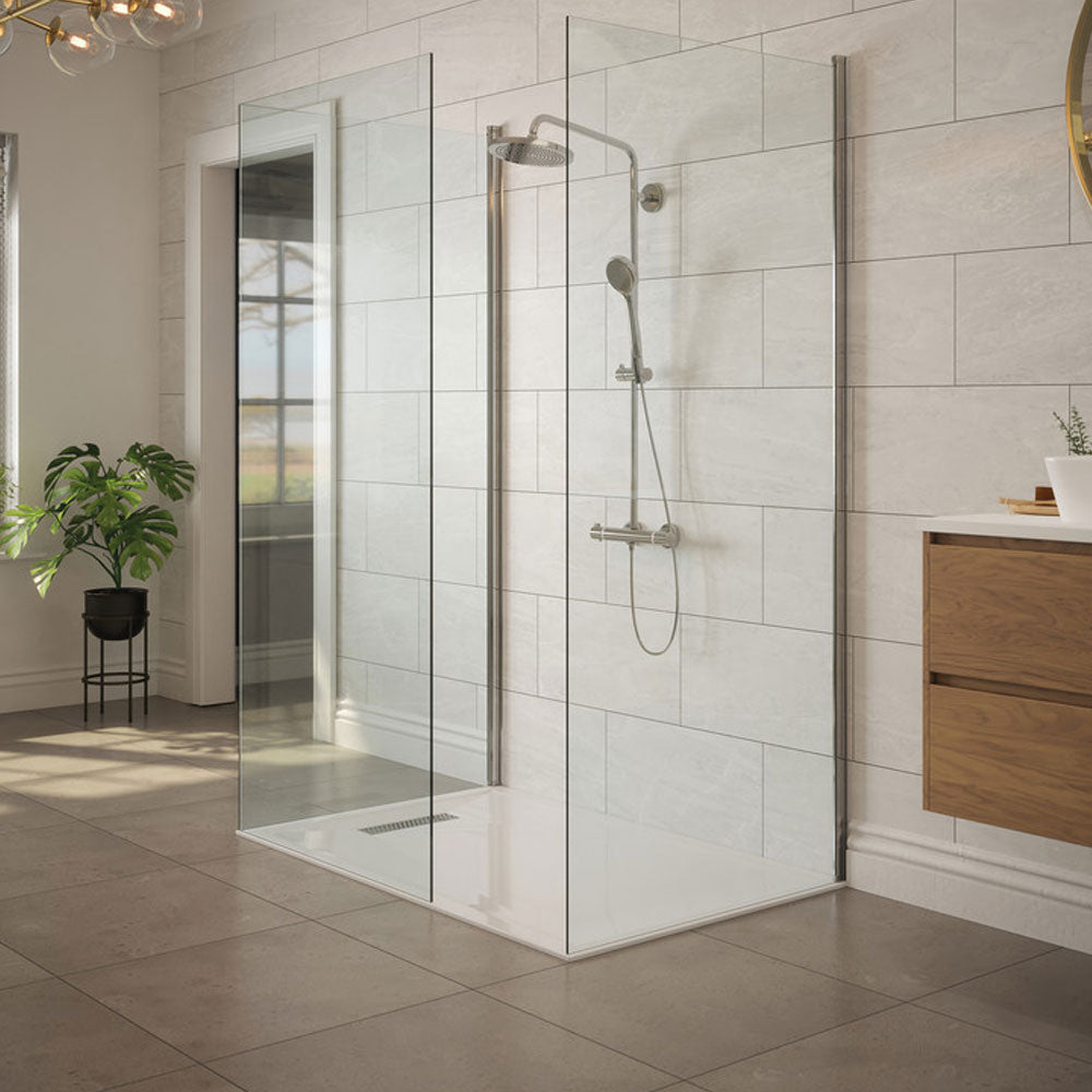 Pureflo Linear Ultra Slim Rectangular Stone Resin Shower Tray Including Linear Waste Pureflo