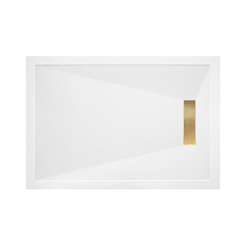 Pureflo Linear Ultra Slim Rectangular Stone Resin Shower Tray Including Linear Waste Pureflo