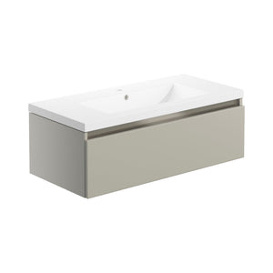 Carino Wall Mounted Unit Latte With Ceramic Basin Pureflo