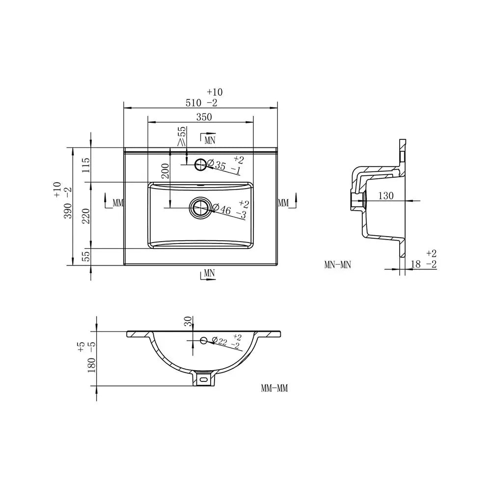 Elements 510mm Floor Standing Unit With Ceramic Washbasin Pureflo