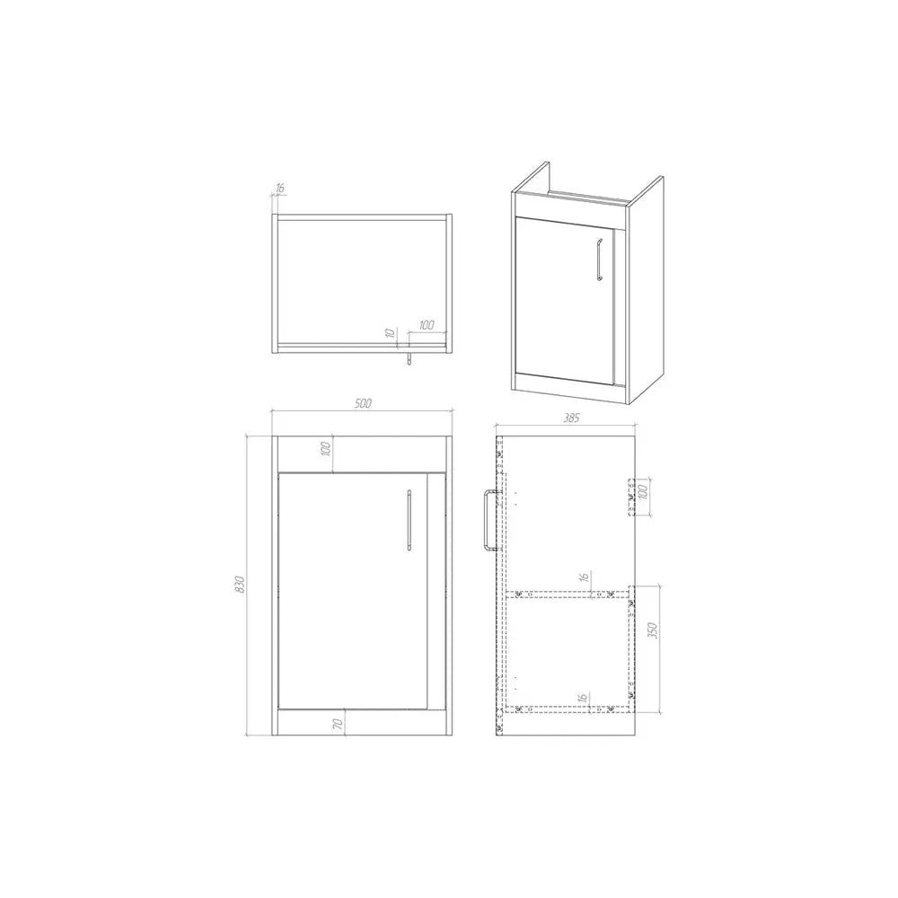 Elements 510mm Floor Standing Unit With Ceramic Washbasin Pureflo