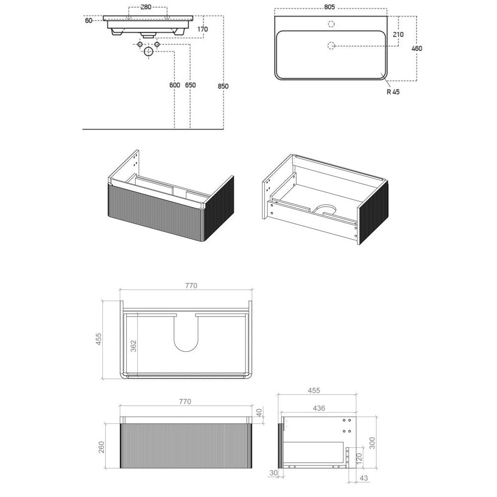 Cosmos Wall Mounted Single Drawer Basin And Unit Pureflo