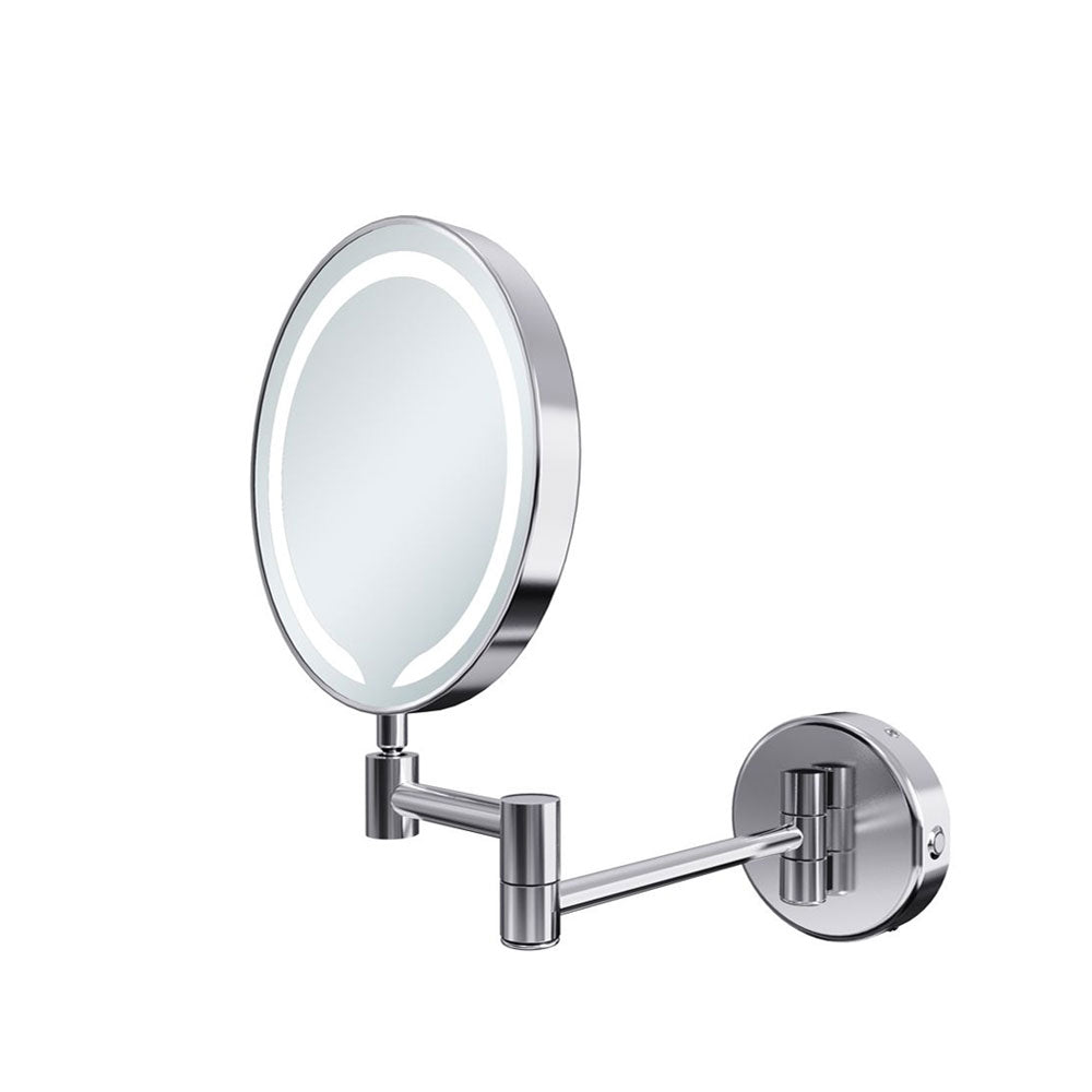 Hoshi Wall Mounted Round Cosmetic Mirror With Halo Light Plain And 5x Magnification Pureflo