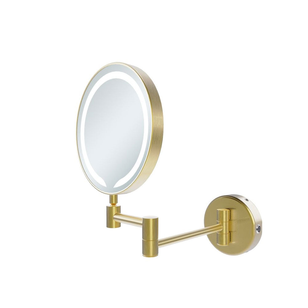 Hoshi Wall Mounted Round Cosmetic Mirror With Halo Light Plain And 5x Magnification