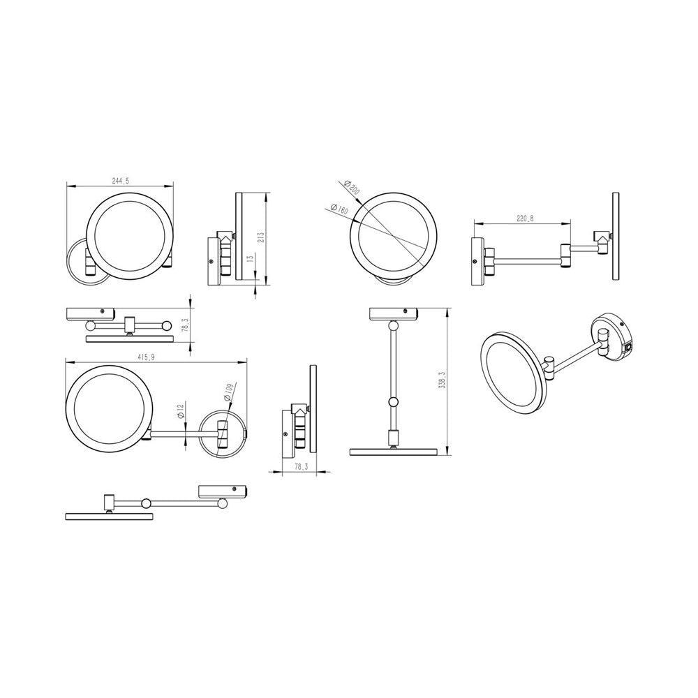 Hoshi Wall Mounted Round Cosmetic Mirror With Halo Light 3x Magnification Pureflo