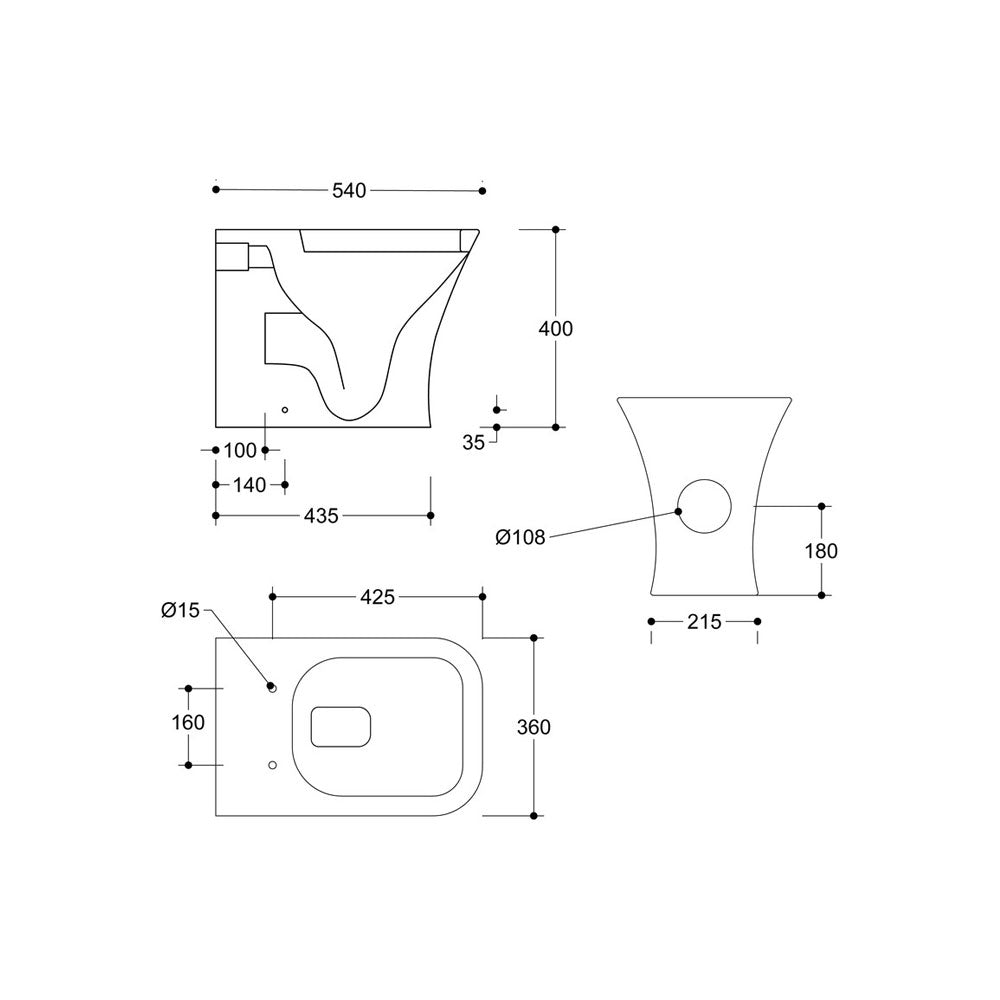 Cedarwood Back To Wall Rimless Toilet With Slim Soft Close Seat Pureflo