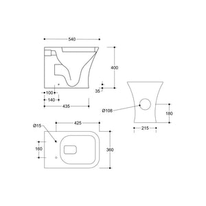 Cedarwood Back To Wall Rimless Toilet With Slim Soft Close Seat Pureflo