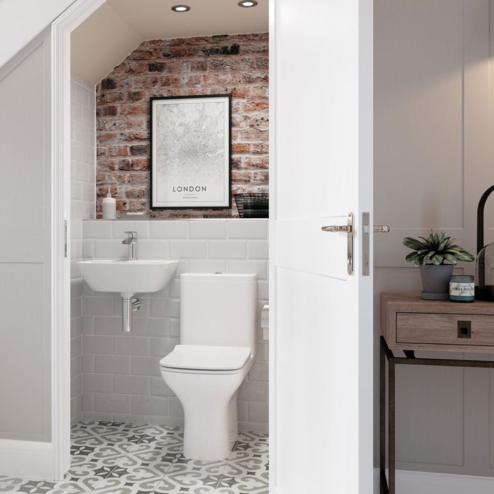 Cedarwood Back To Wall Comfort Height Rimless Toilet With Slim Soft Close Seat Pureflo