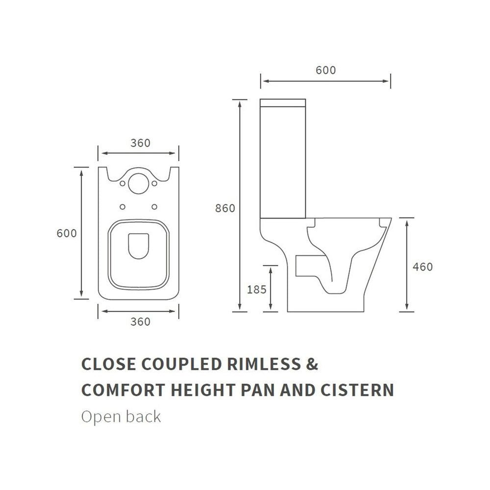 Cedarwood Close Coupled Comfort Height Rimless Toilet With Slim Soft Close Seat Pureflo