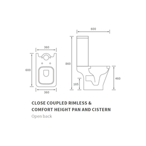 Cedarwood Close Coupled Comfort Height Rimless Toilet With Wrapover Soft Close Seat Pureflo