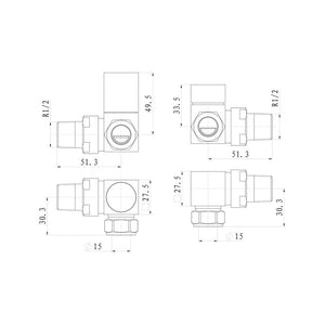 Unversal Radiator Valves Square Pureflo