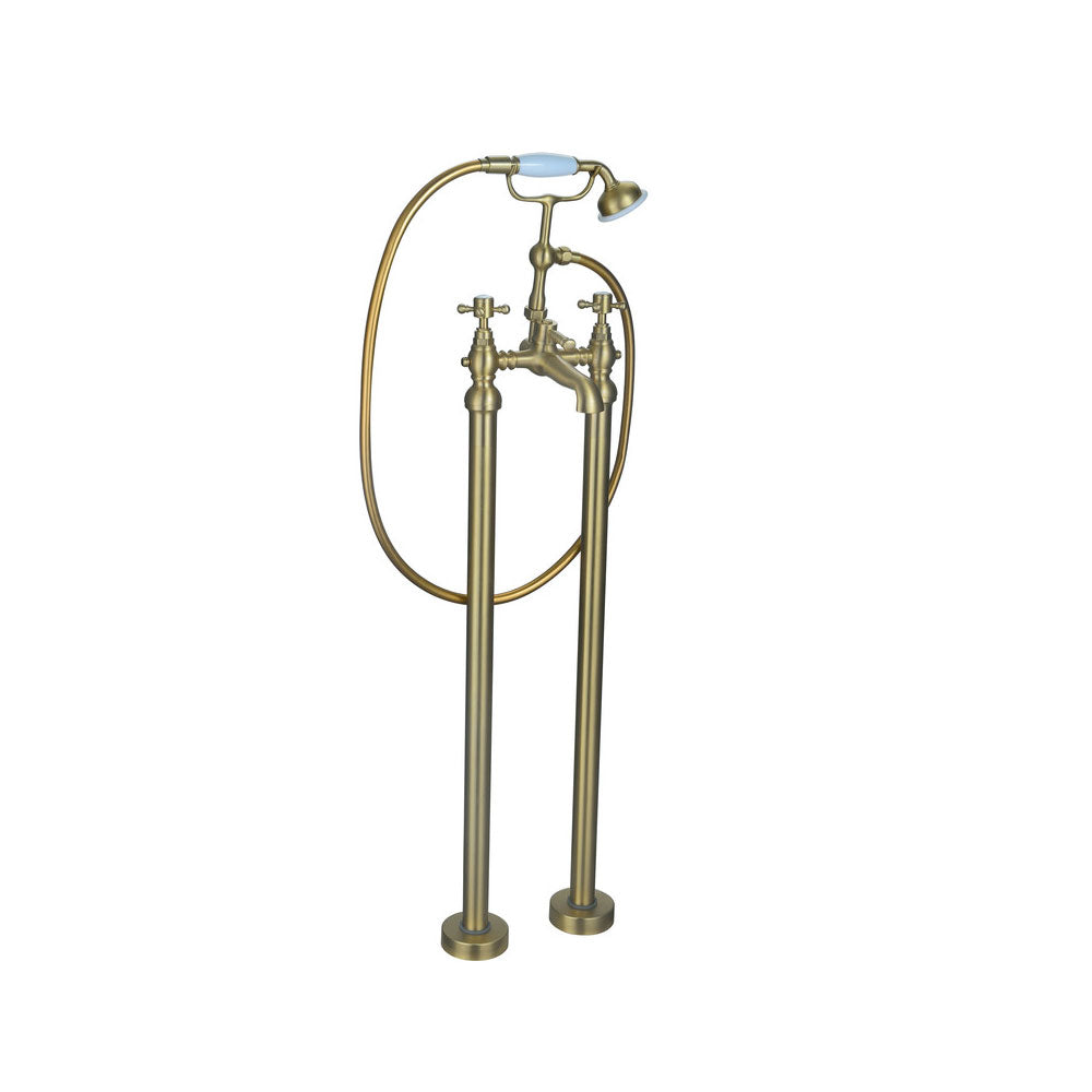 Tadlow Freestanding Bath/Shower Mixer Including Shower Kit Brushed Brass Pureflo