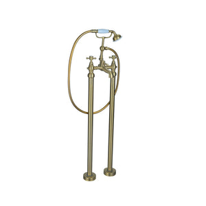 Tadlow Freestanding Bath/Shower Mixer Including Shower Kit Brushed Brass Pureflo