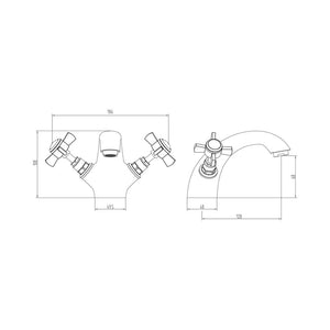 Tadlow Twin Handle Basin Mixer Including Pop Up Waste Chrome Pureflo