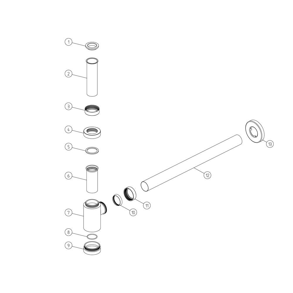 Pureflo Modern Adjustable Bottle Trap Chrome Pureflo