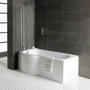 Pureflo 1700x700-850mm Shower Bath 0th With Screen And Bath Panels Pureflo