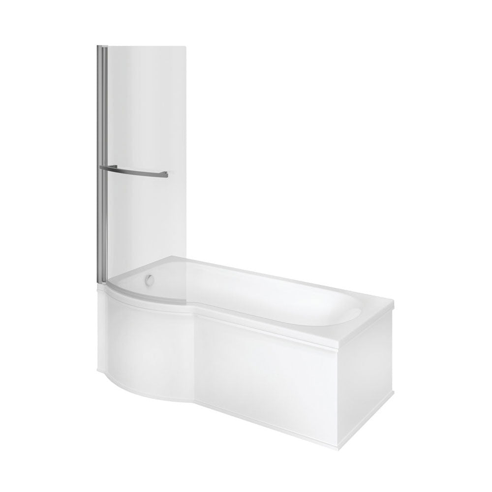 Pureflo 1700x850mm Shower Bath 0th Supercast With Screen And Bath Panels P Shape Pureflo