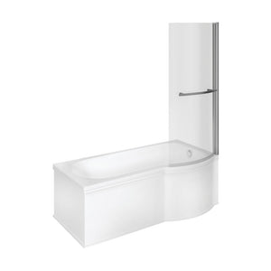 Pureflo 1700x850mm Shower Bath 0th Supercast With Screen And Bath Panels P Shape Pureflo