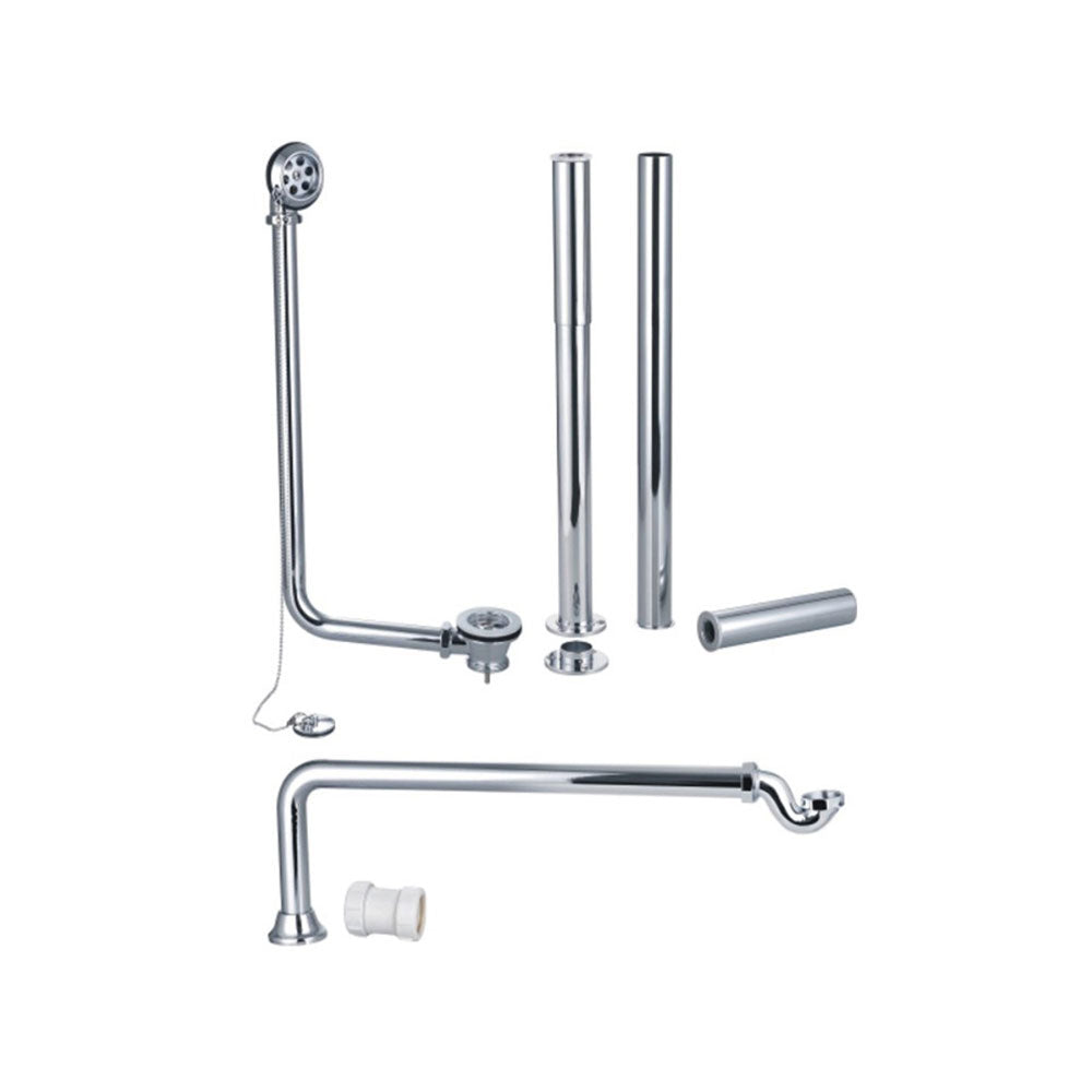 Pureflo Exposed Bath Plug And Chain With Pipe Shrouds Chrome