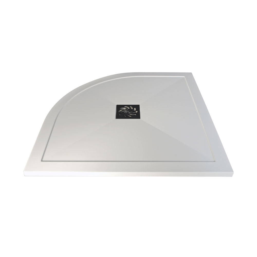Pureflo Off-set Quadrant 25mm Ultra Slim Shower Tray (Stone Resin) With 90mm High Flow Waste