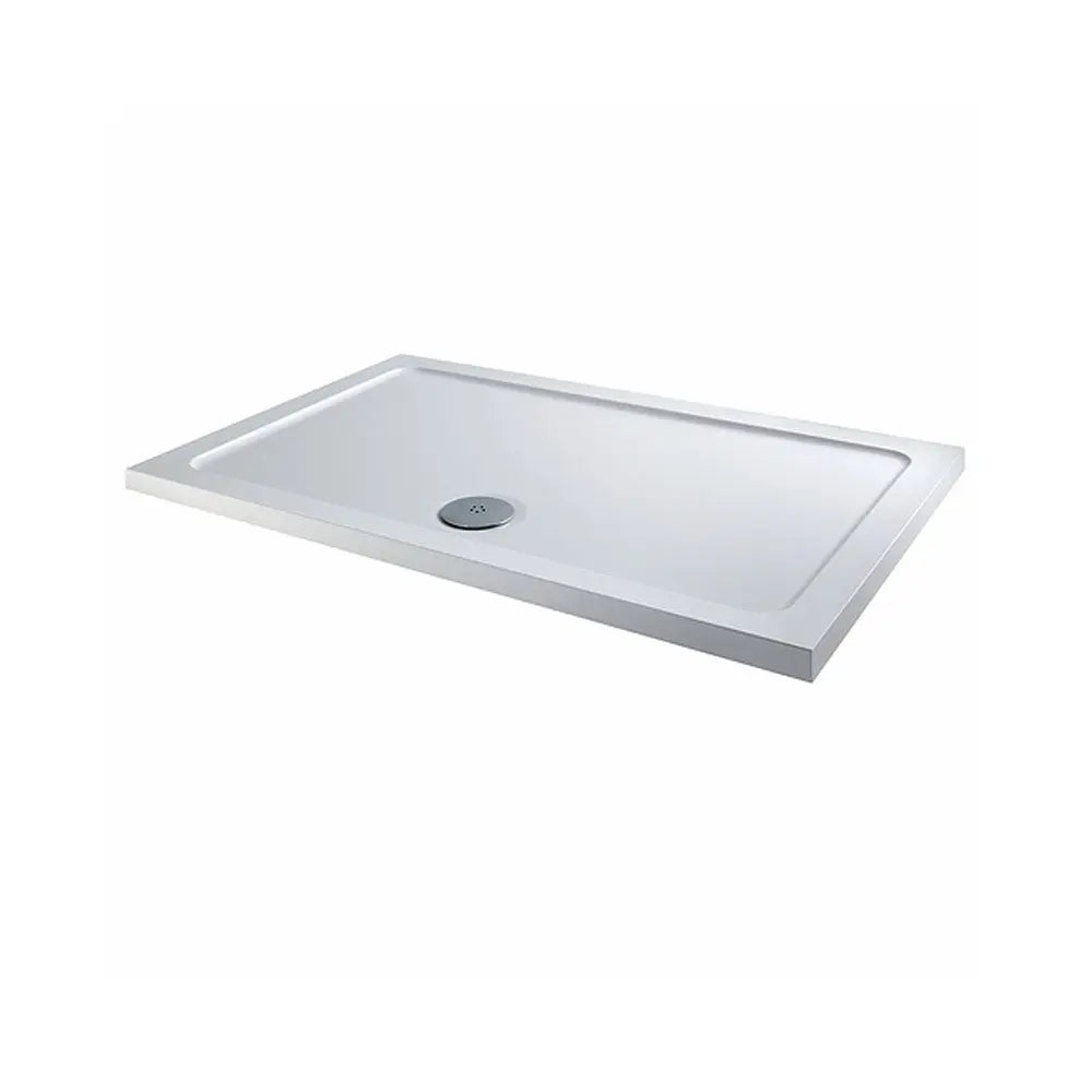 Rectangular 40mm Low Profile Shower Tray (Stone Resin) With 90mm High Flow Waste Bathwise