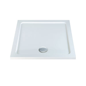 Rio Square 40mm Low Profile Shower Tray (Stone Resin) With 90mm High Flo Waste Bathwise