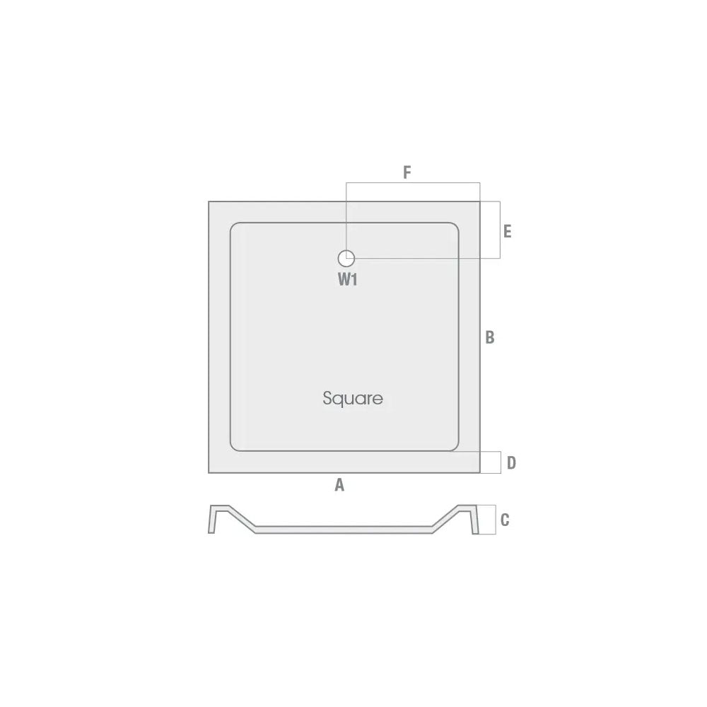 Rio Square 40mm Low Profile Shower Tray (Stone Resin) With 90mm High Flo Waste Bathwise
