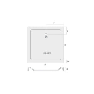 Rio Square 40mm Low Profile Shower Tray (Stone Resin) With 90mm High Flo Waste Bathwise