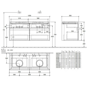 Villeroy & Boch Lagato Double Twin Drawer With Wash Basin Villeroy & Boch