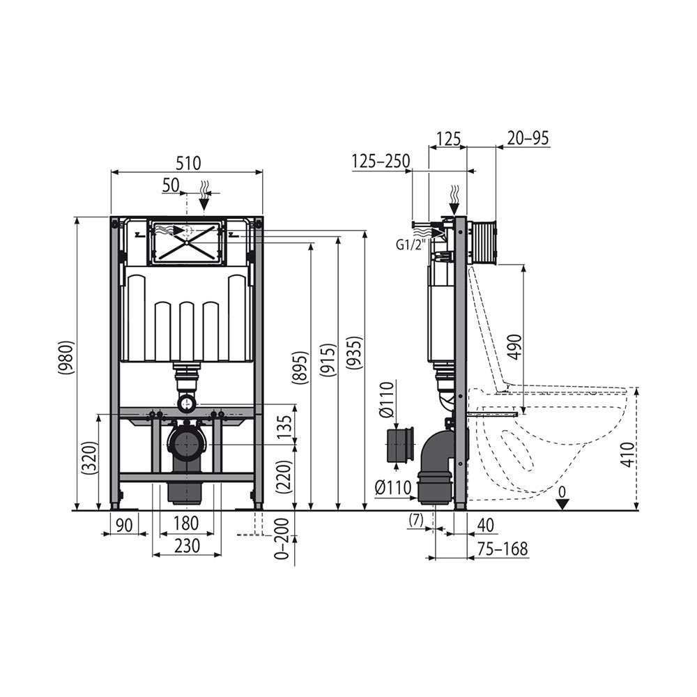 Pro High Concealed Wall Hung Frame Alca
