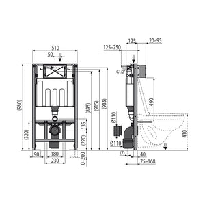 Pro High Concealed Wall Hung Frame Alca