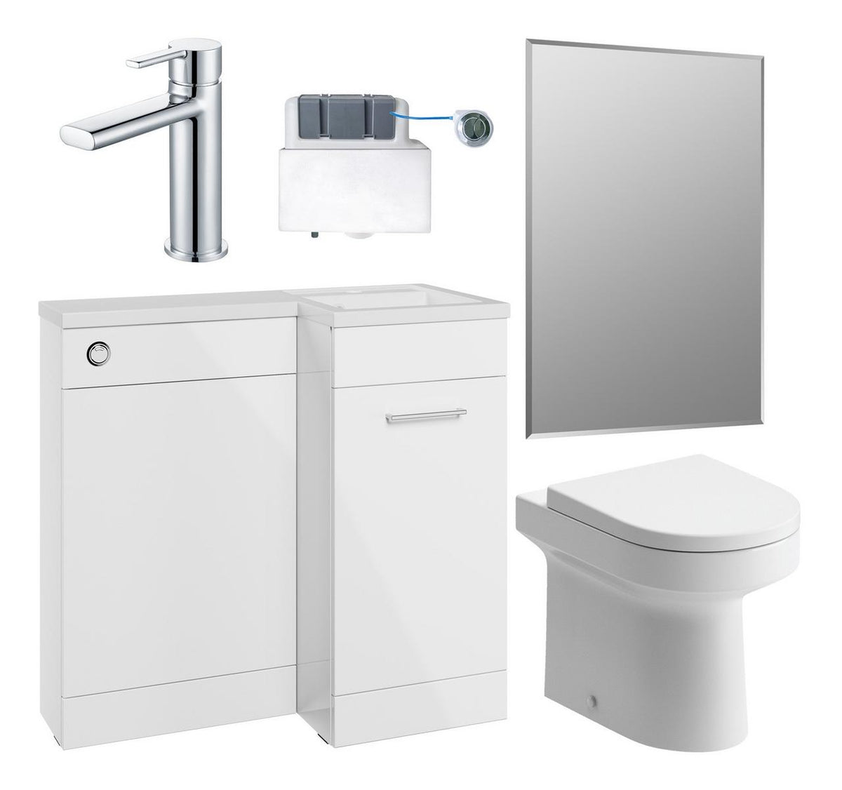Auvellis Forma 900mm Furniture & BTW WC Pack – White Gloss | Handing: Right Hand