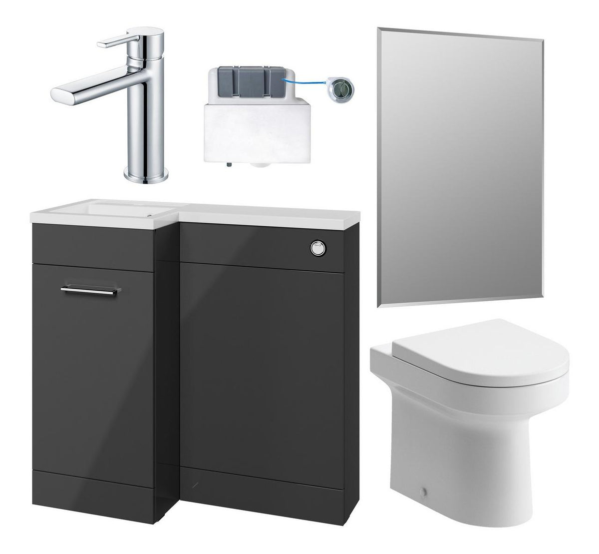 Auvellis Forma 900mm Furniture & BTW WC Pack – Anthracite Gloss | Handing: Left Hand