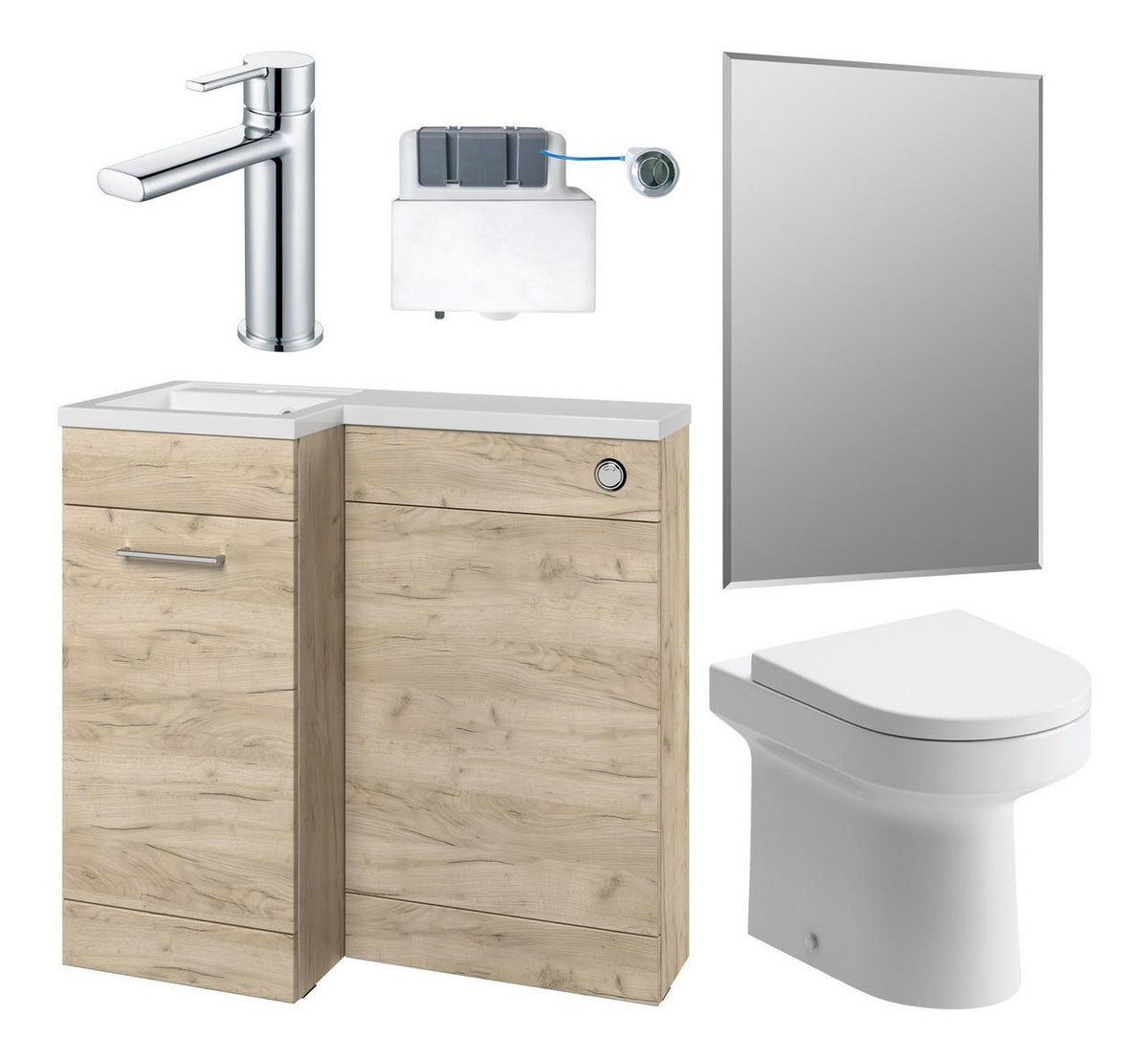 Auvellis Forma 900mm Furniture & BTW WC Pack – Oak | Handing: Left Hand