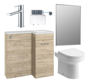 Auvellis Forma 900mm Furniture & BTW WC Pack – Oak | Handing: Right Hand