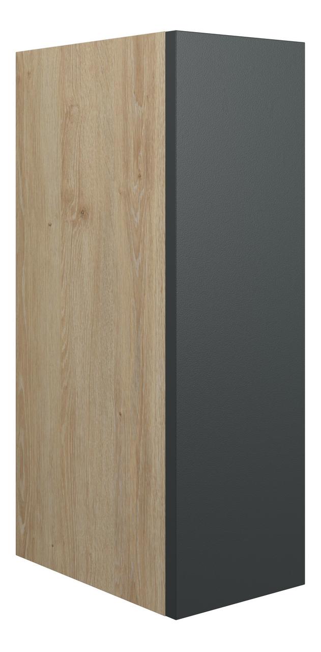 Auvellis Linaro 200mm Standard Toilet Roll Unit – Matt Graphite Grey | Cabinet Colour: Oak