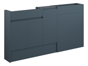 Auvellis Forma 1536mm Slim Basin, WC & 1 Door Unit Pack – Matt Arley Blue | Cabinet Colour: Oak